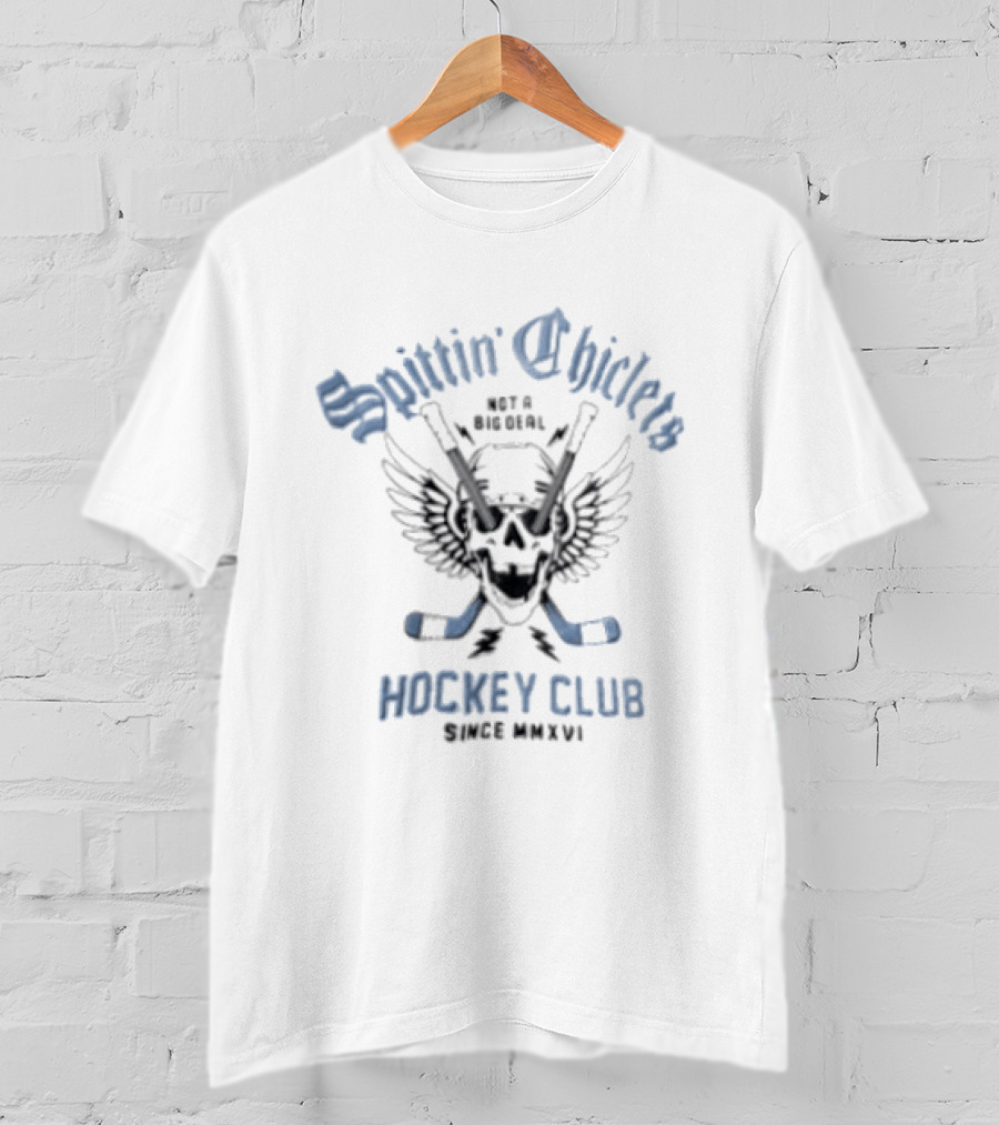 Spittin' Chiclets Winged Skull Helmet Hockey Club Since MMXVI T-Shirt