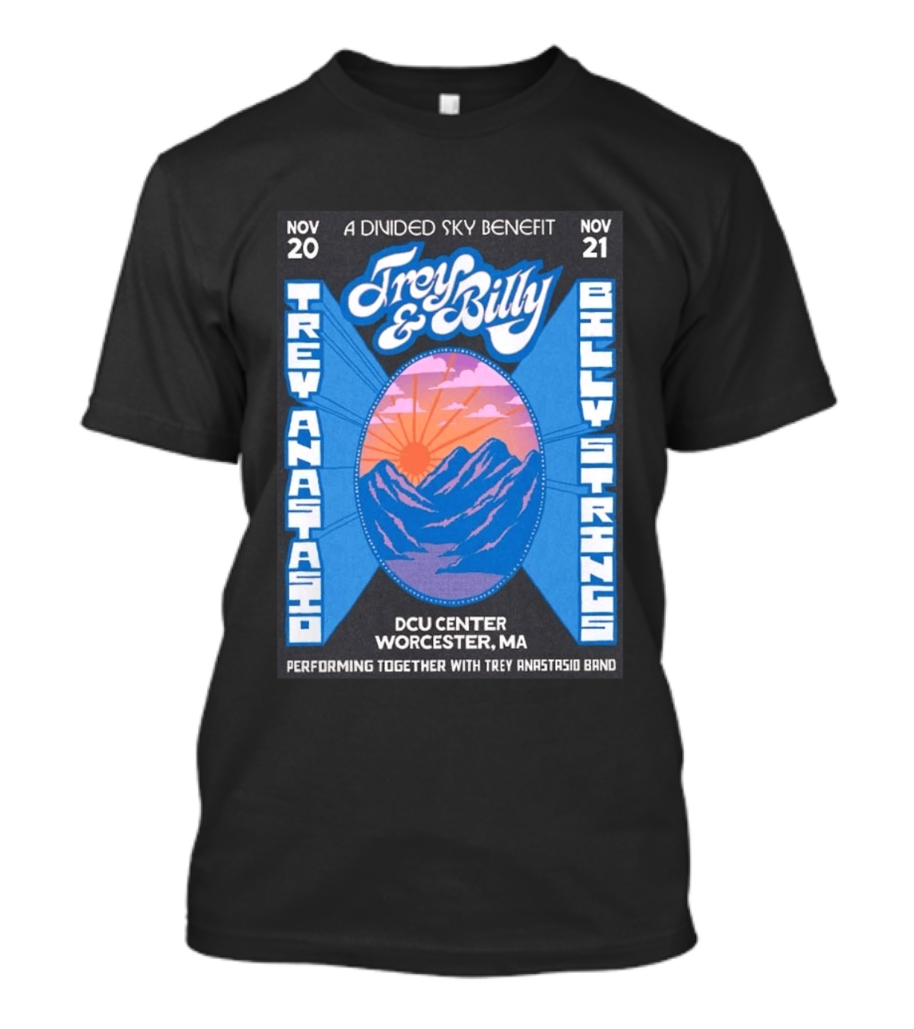 Trey Anastasio And Billy Strings A Divided Sky Benefit At DCU Center Worcester MA November 20 21 2026 T-Shirt