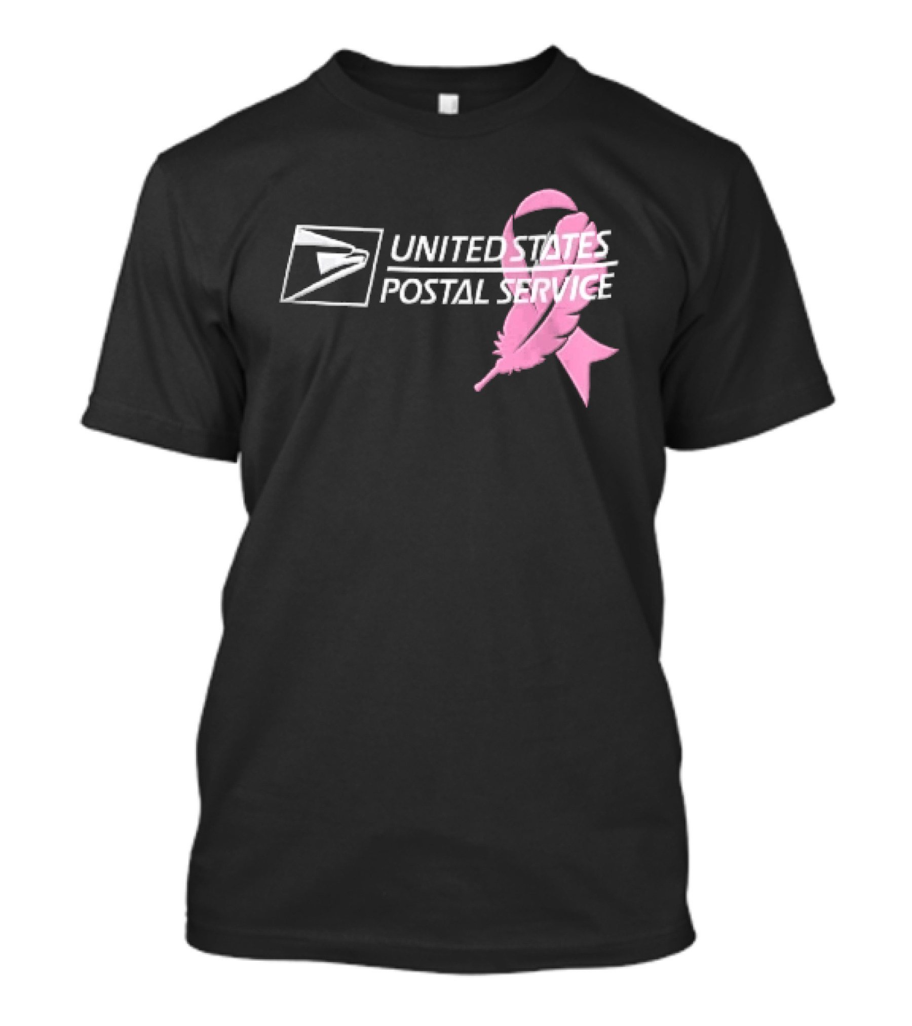United States Postal Service Pink Breast Cancer Awareness Feather Ribbon T-Shirt