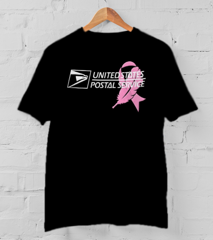 United States Postal Service Pink Breast Cancer Awareness Feather Ribbon T-Shirt