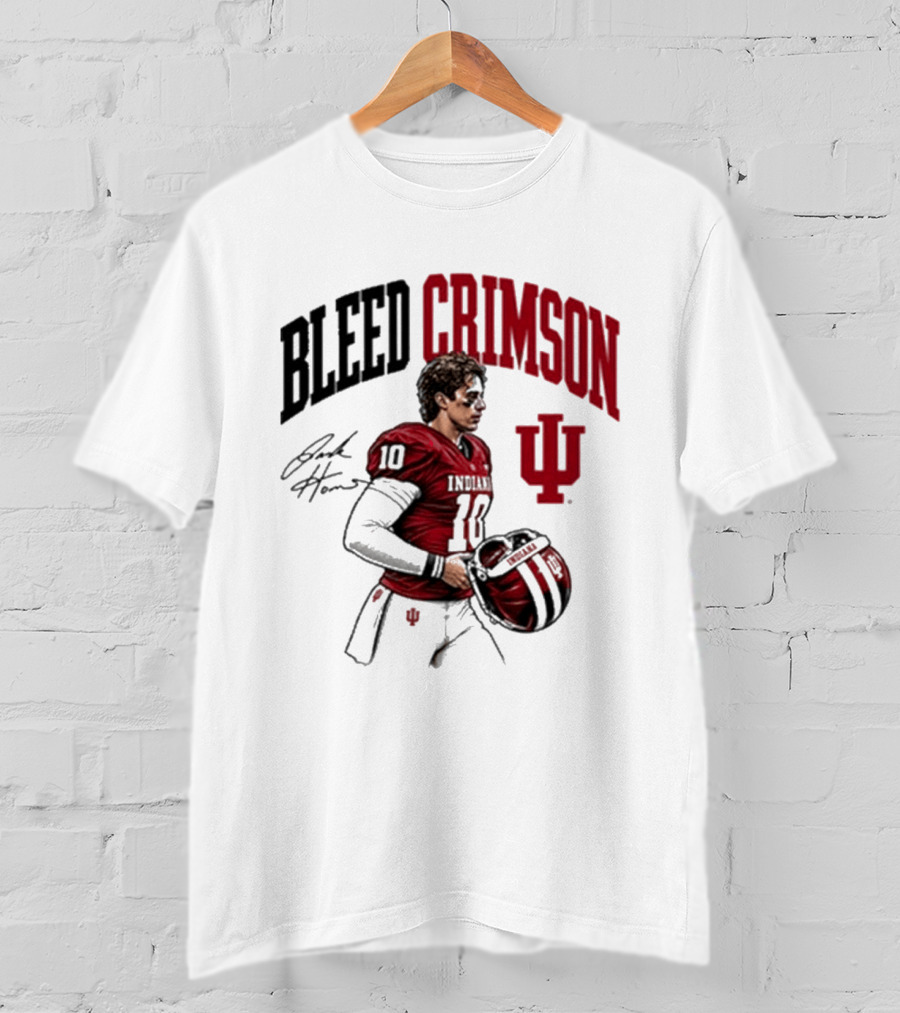 Bleed Crimson IU Football Number 10 Player Signature T-Shirt