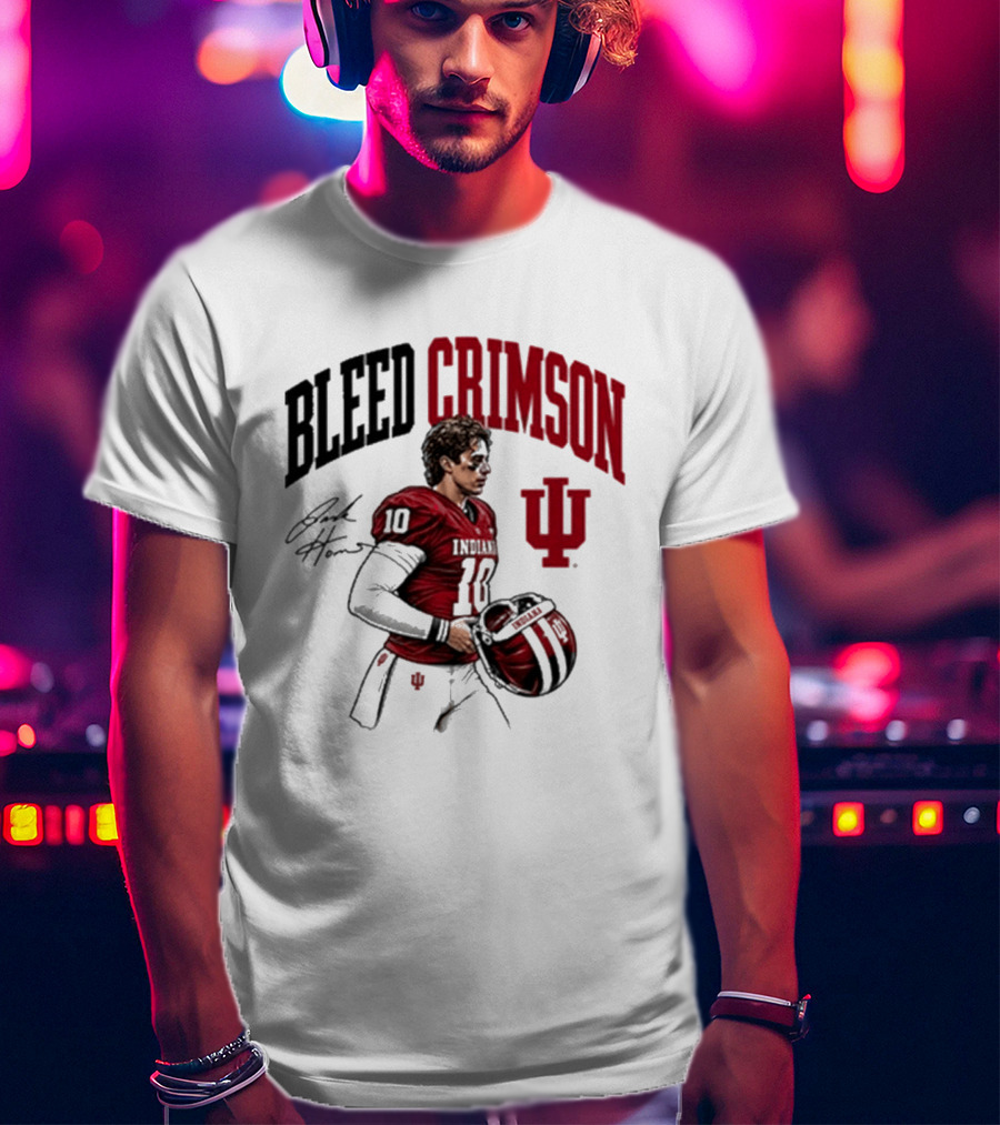 Bleed Crimson IU Football Number 10 Player Signature T-Shirt