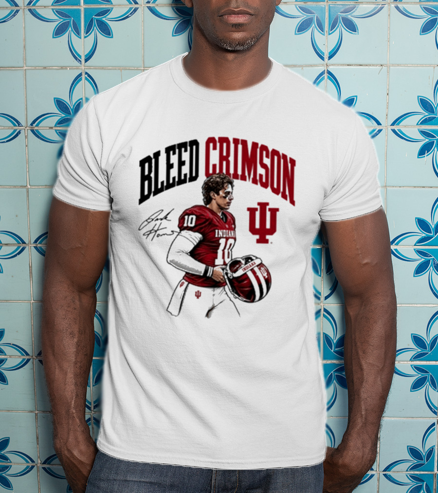 Bleed Crimson IU Football Number 10 Player Signature T-Shirt