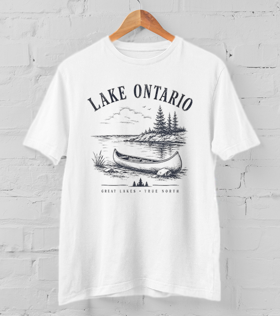Lake Ontario Great Lakes True North Scenic Canoe And Pines T-Shirt