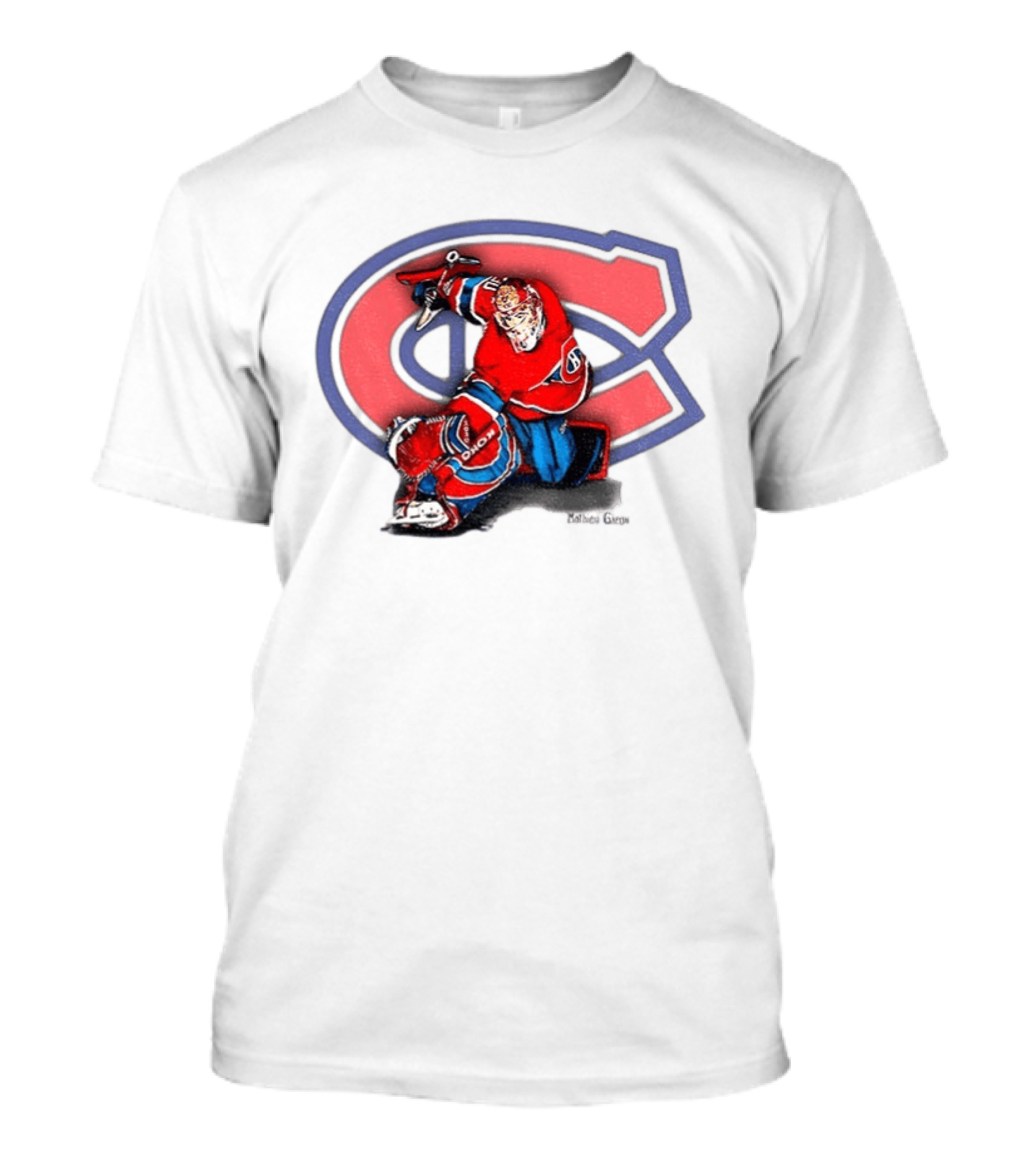 Montreal Canadiens Mathieu Garon NHL Hockey Goalie Action Pose T-Shirt