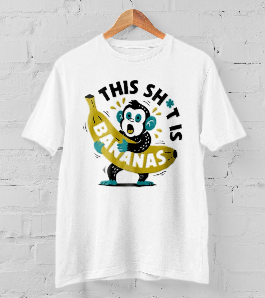 This Shit Is Bananas Surprised Monkey Holding Giant Fruit T-Shirt