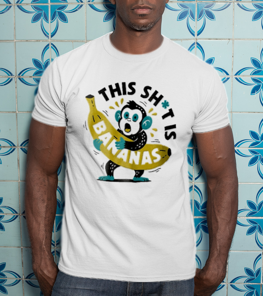 This Shit Is Bananas Surprised Monkey Holding Giant Fruit T-Shirt
