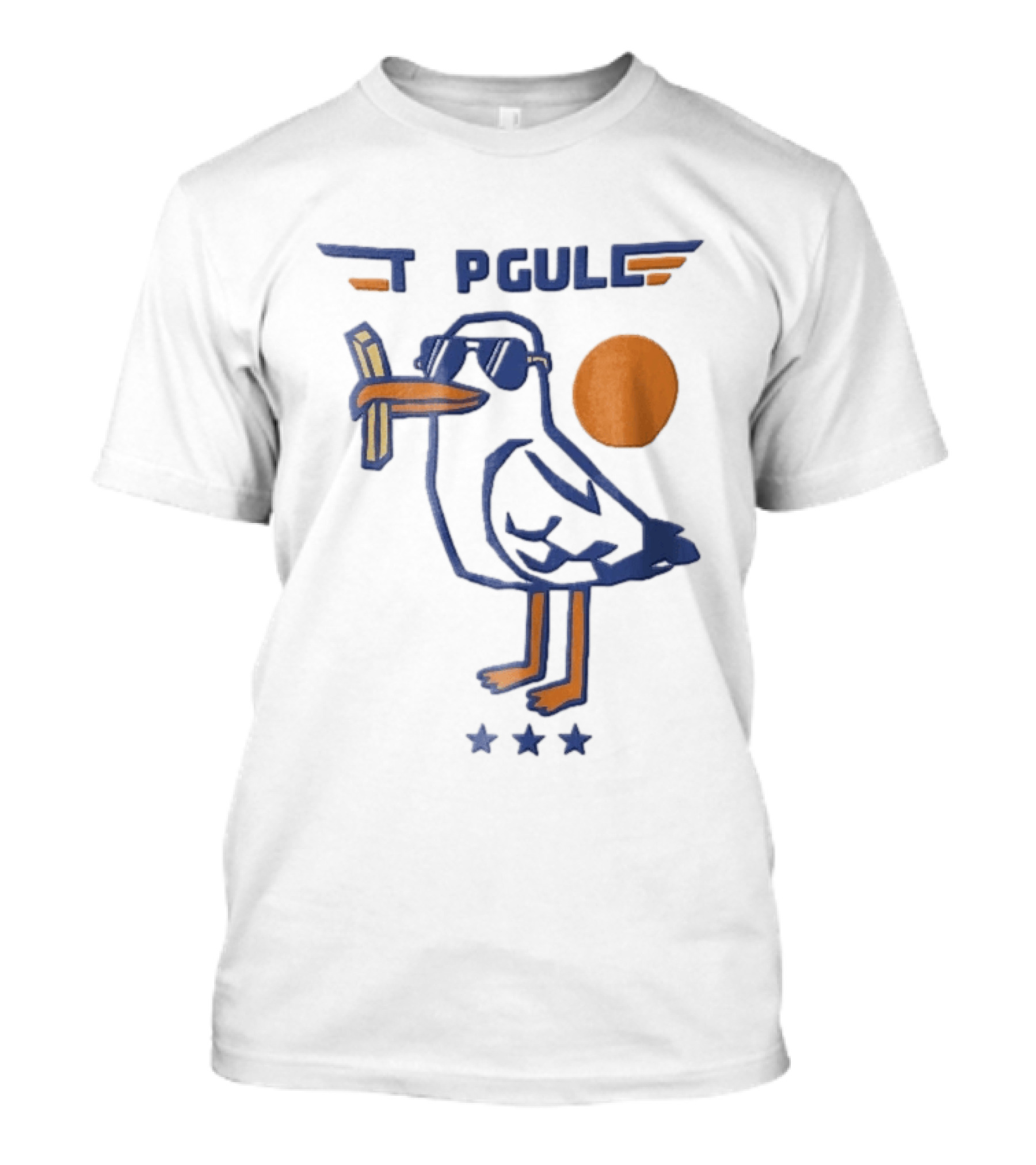 Top Gull Cartoon Seagull Sunglasses French Fries Sun Stars T-Shirt
