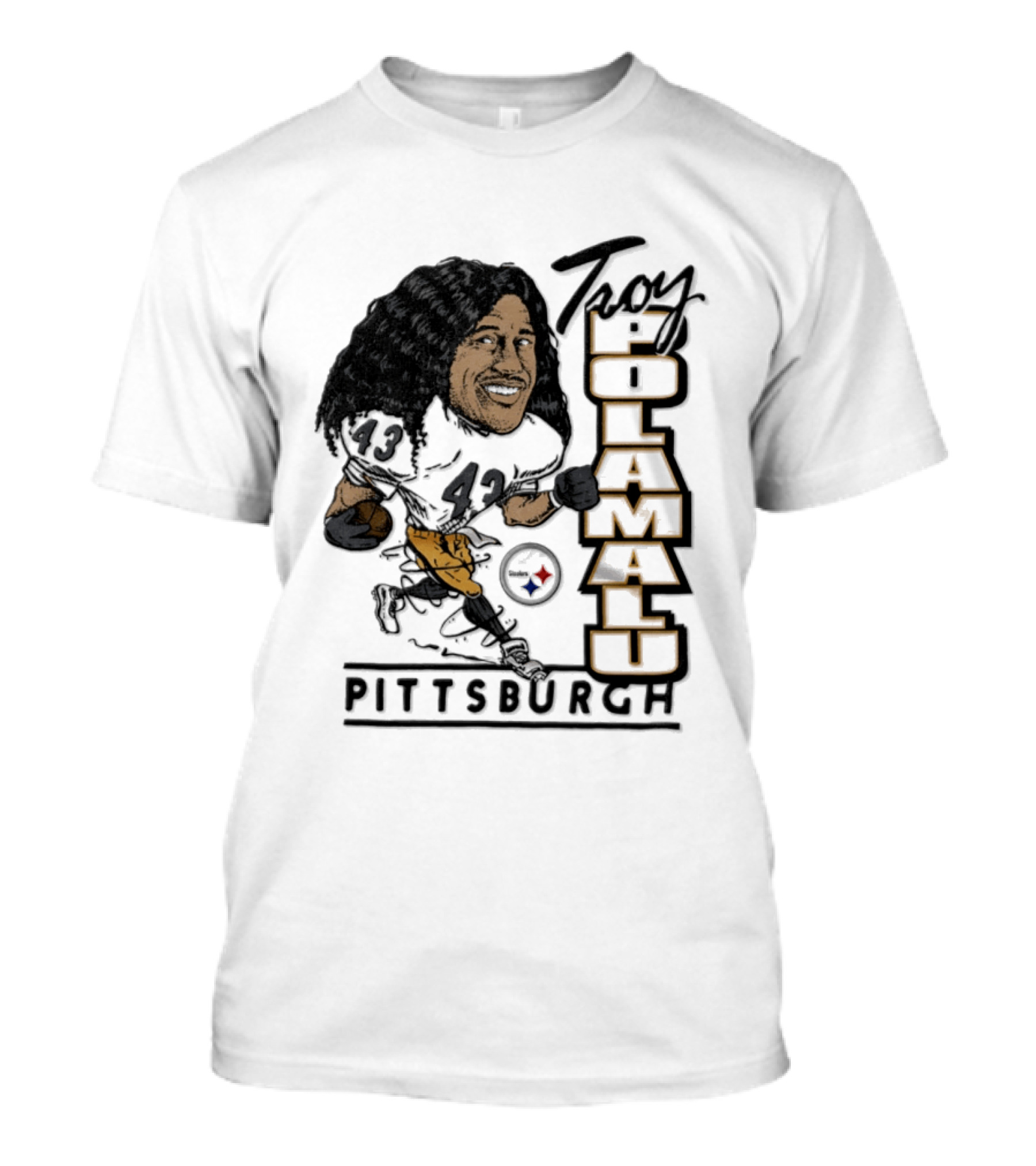 Troy Polamalu Pittsburgh Steelers 43 Caricature T-Shirt