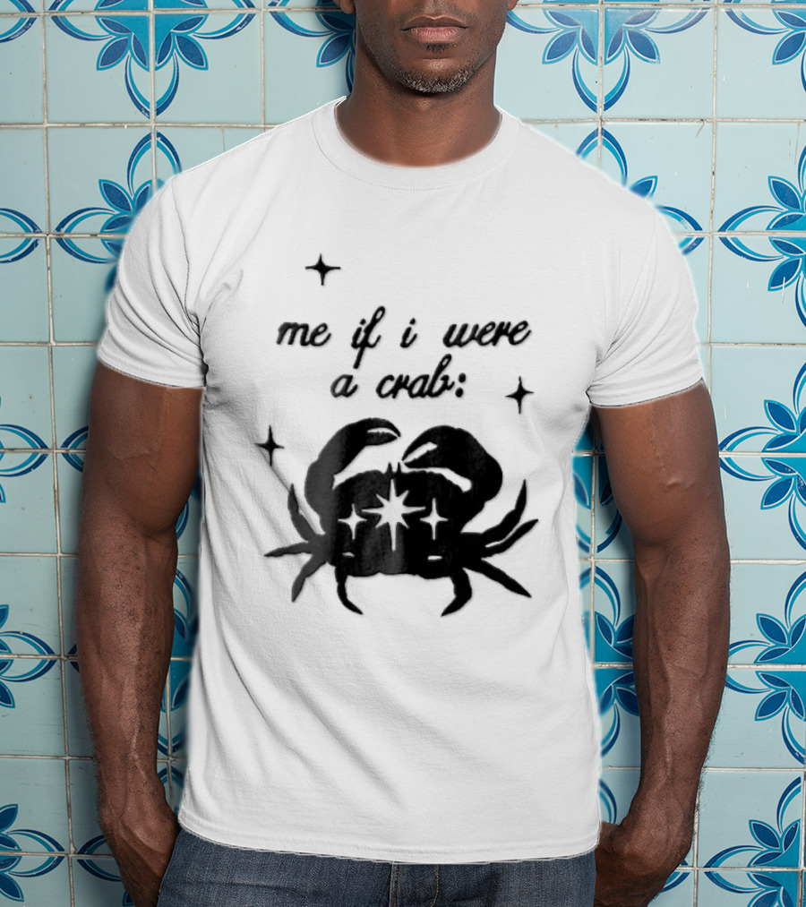 Me If I Were A Crab Crustacean Sparkles Silhouette Four Point Stars T-Shirt