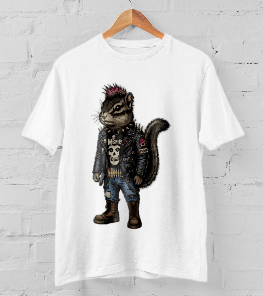 Misfits Chipmunk Riot Punk Pink Mohawk Leather Jacket Boots T-Shirt