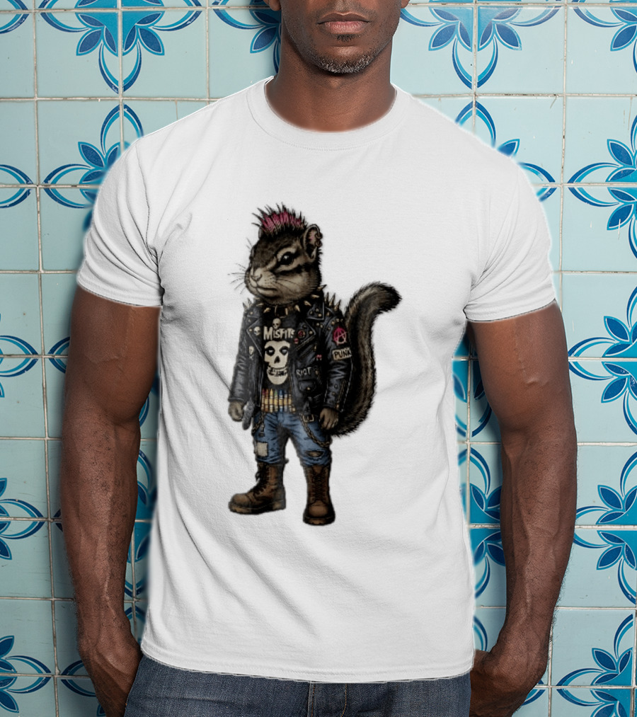 Misfits Chipmunk Riot Punk Pink Mohawk Leather Jacket Boots T-Shirt