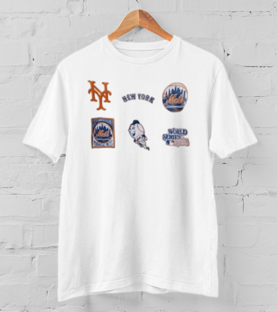 New York Mets 25th Anniversary 1986 World Series Logos T-Shirt