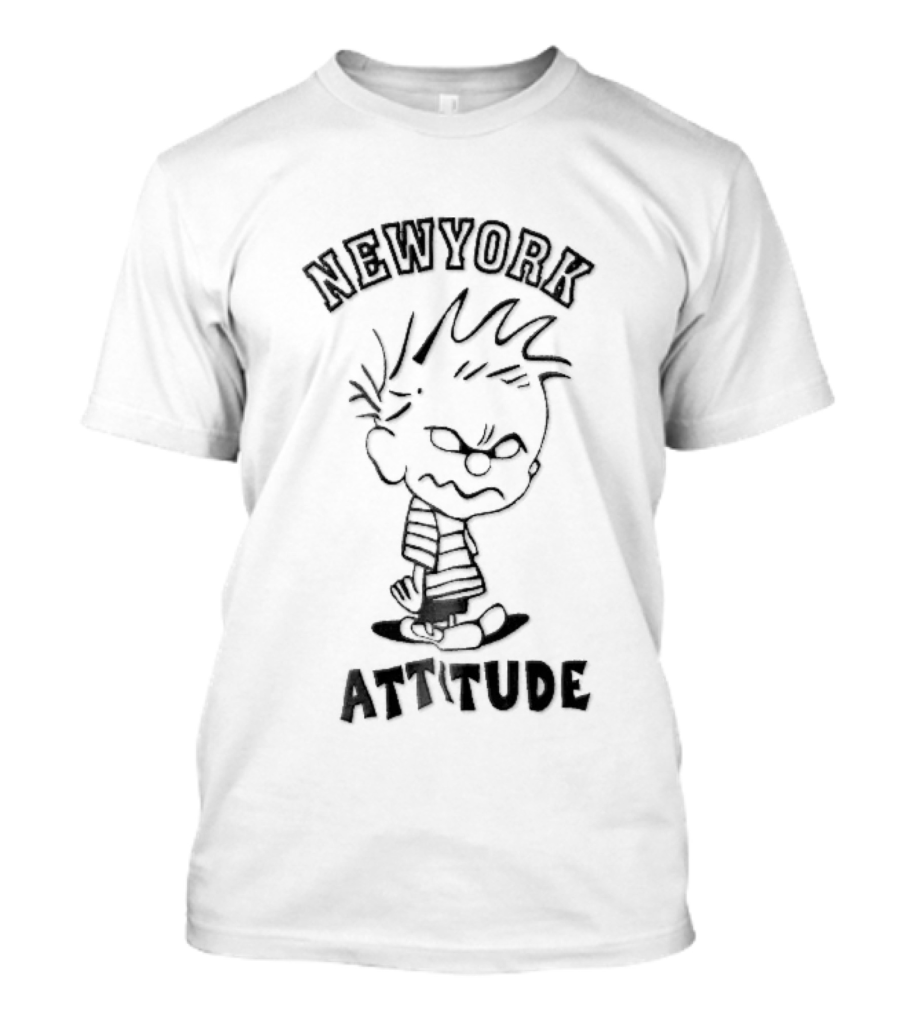 Newyork Attitude Bootleg Angry Spiky Hair Cartoon Boy T-Shirt