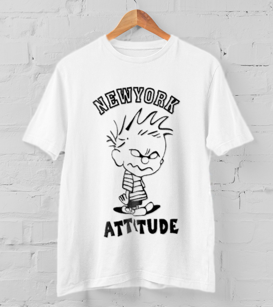 Newyork Attitude Bootleg Angry Spiky Hair Cartoon Boy T-Shirt