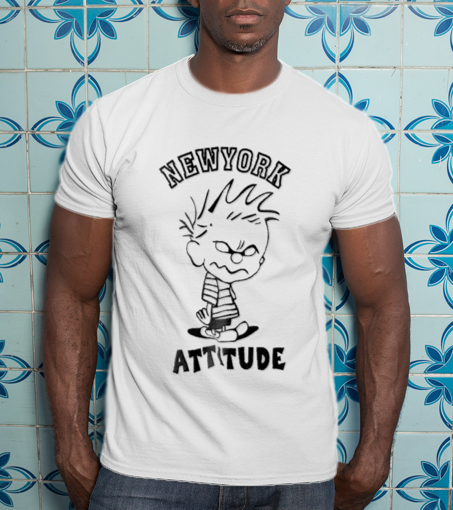 Newyork Attitude Bootleg Angry Spiky Hair Cartoon Boy T-Shirt
