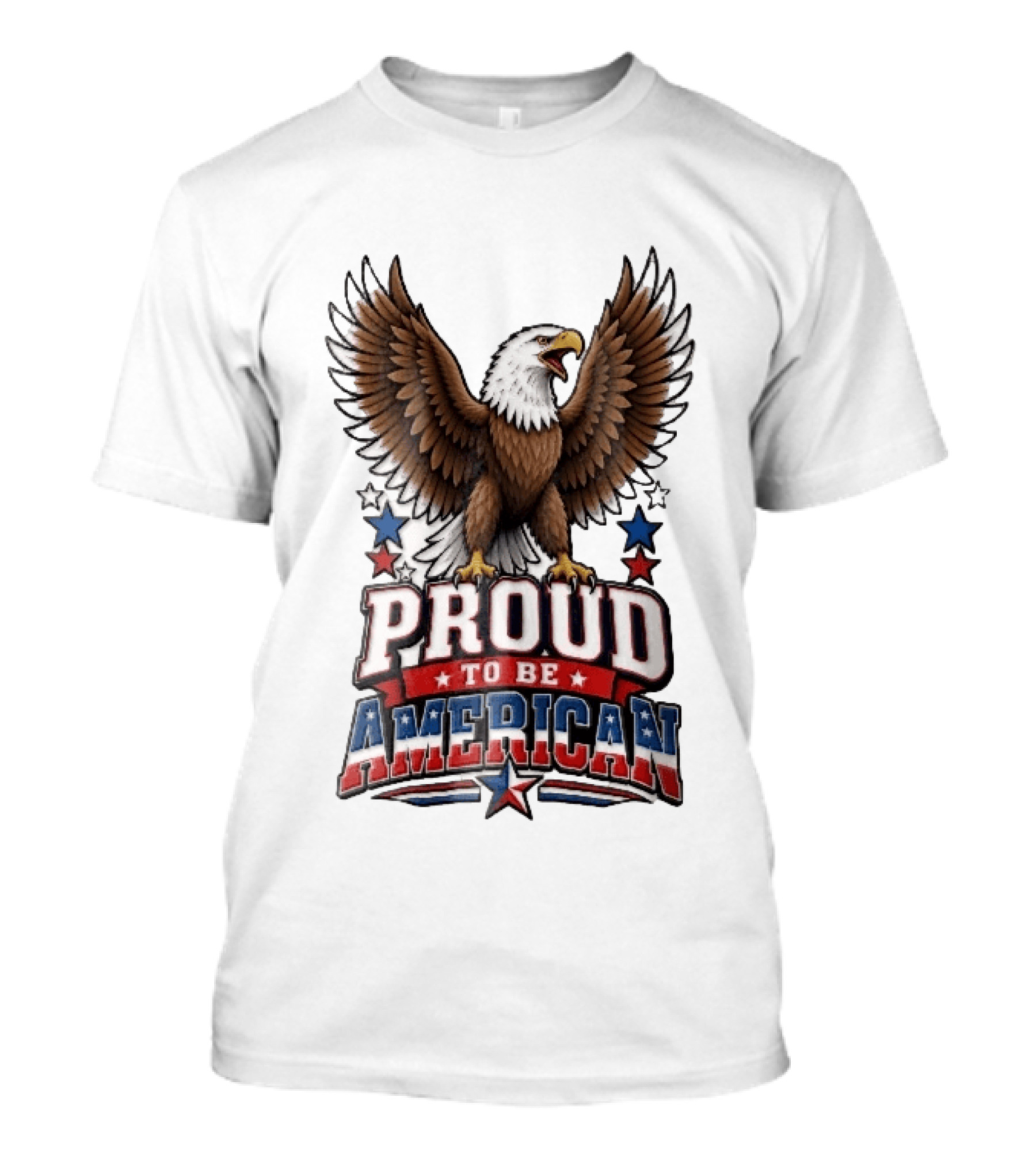 Proud To Be American Bald Eagle Wings Spread Red Blue Stars Patriotic T-Shirt