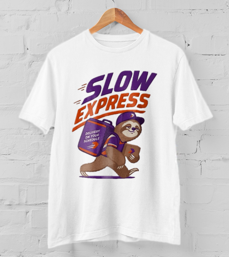 Slow Express Delivery On Your Schedule Cartoon Sloth Courier Carrying Package T-Shirt