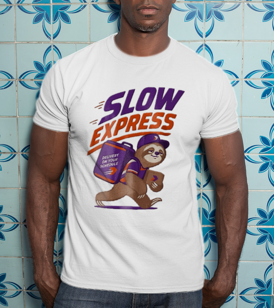 Slow Express Delivery On Your Schedule Cartoon Sloth Courier Carrying Package T-Shirt
