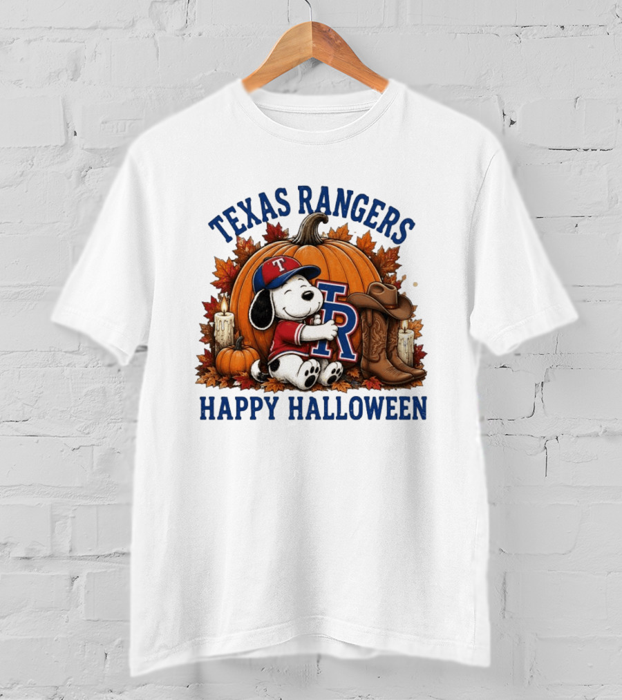 Texas Rangers Snoopy Pumpkin Happy Halloween T-Shirt