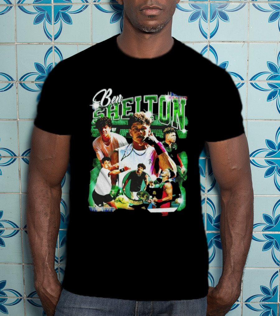 Ben Shelton Tennis Champions Green Collage T-Shirt