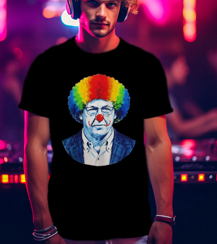 LSU Tigers Football Coach Brian Kelly Clown Red Nose Rainbow Wig T-Shirt