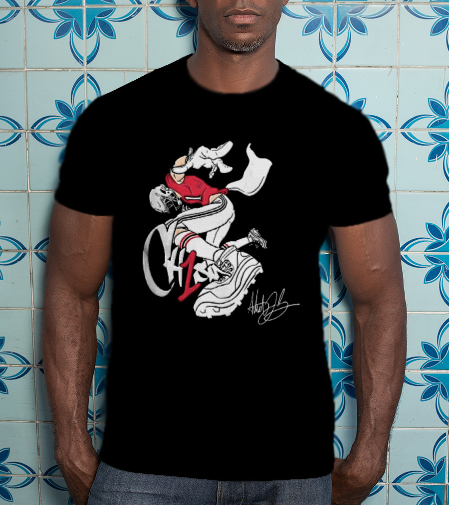 C1n Cam Newton New England Patriots Fisheye Cleat Cartoon Line T-Shirt