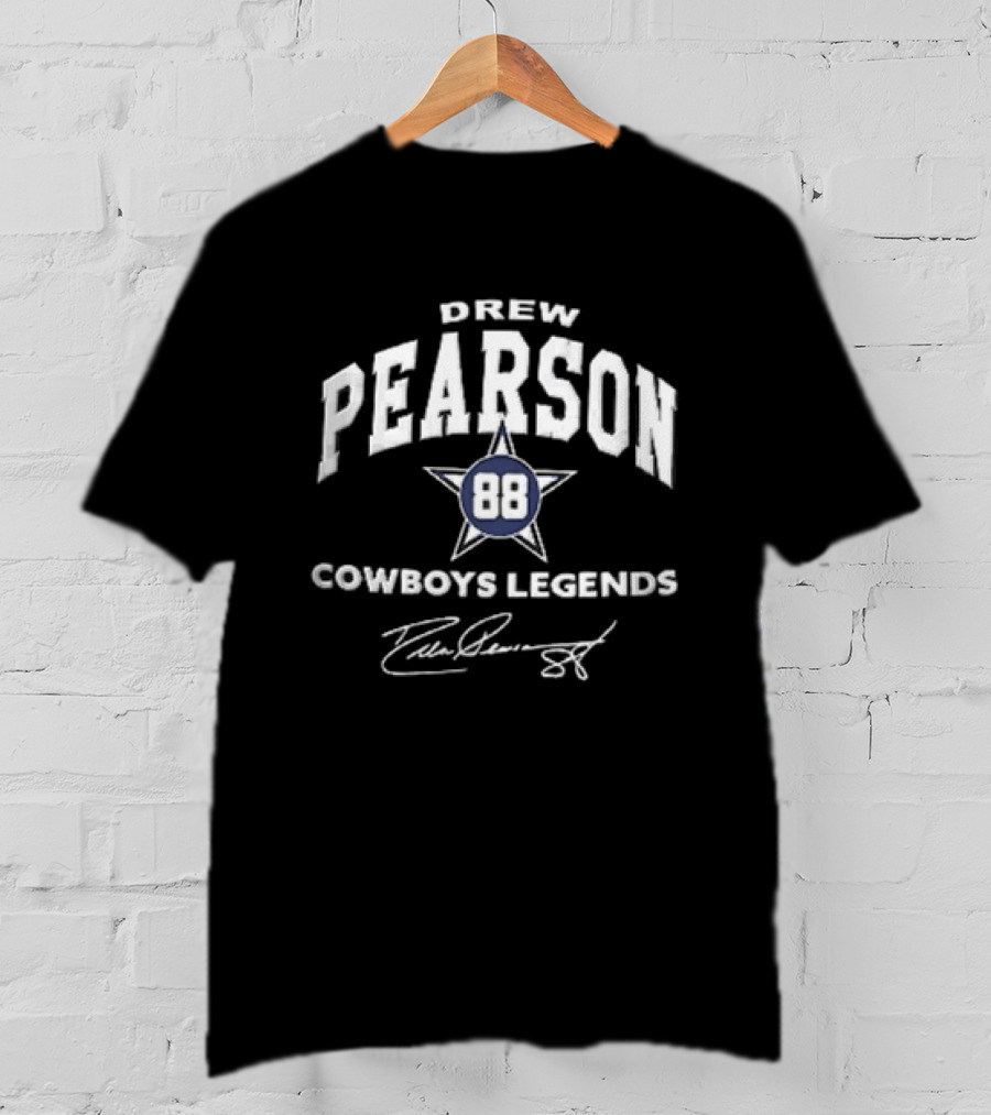 Drew Pearson 88 Cowboys Legends Star Signed T-Shirt