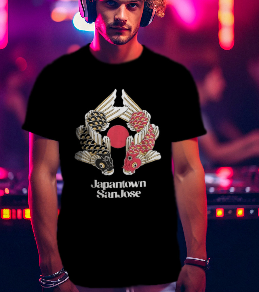 Japantown San Jose Two Koi Fish Red Sun T-Shirt