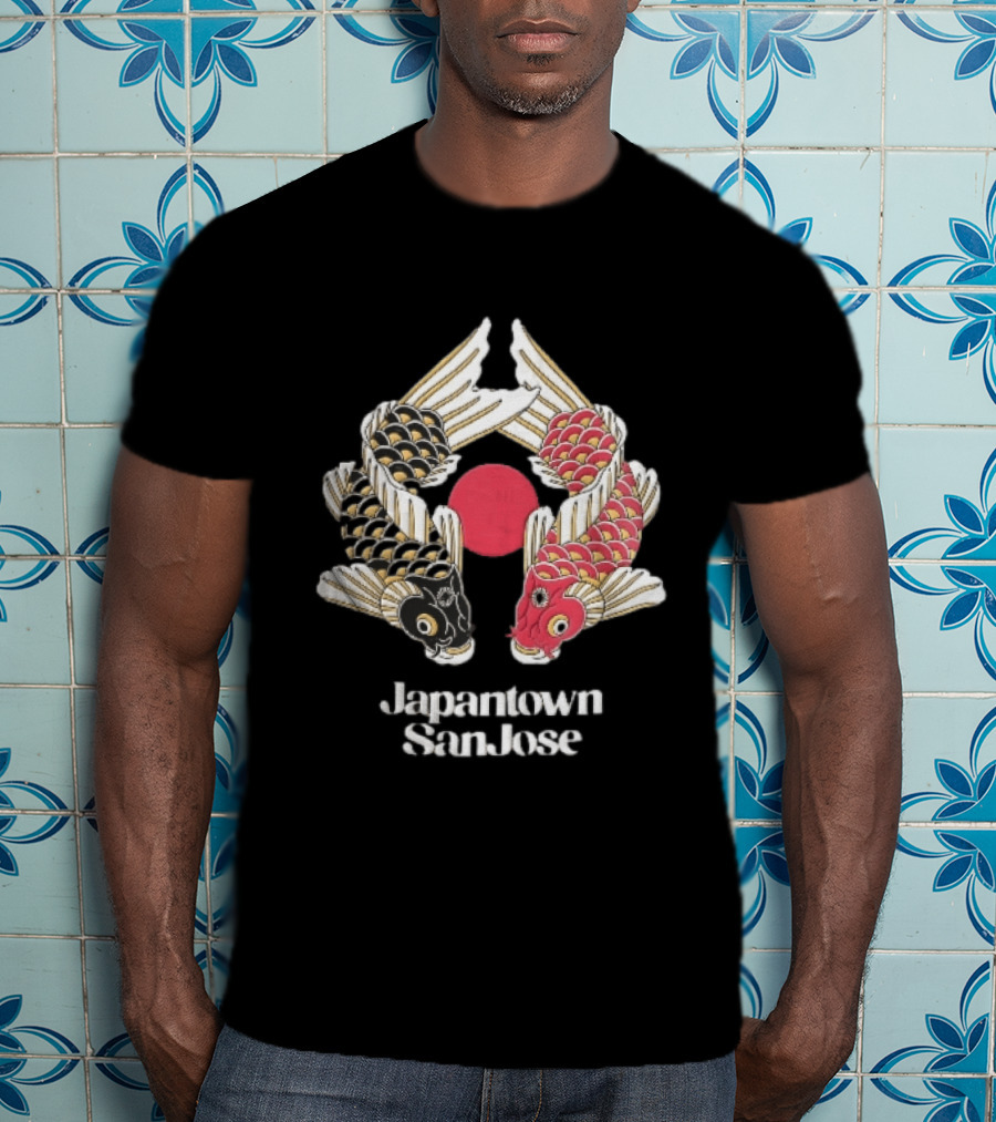 Japantown San Jose Two Koi Fish Red Sun T-Shirt