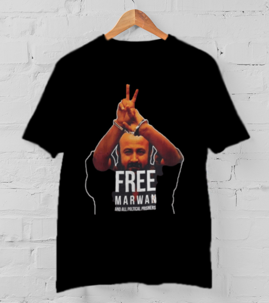 Free Marwan Barghouti And All Political Prisoners Handcuffed Peace Sign T-Shirt