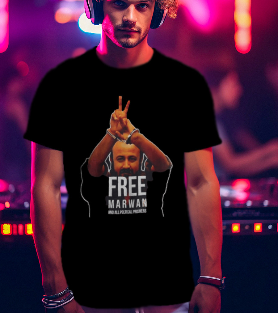 Free Marwan Barghouti And All Political Prisoners Handcuffed Peace Sign T-Shirt