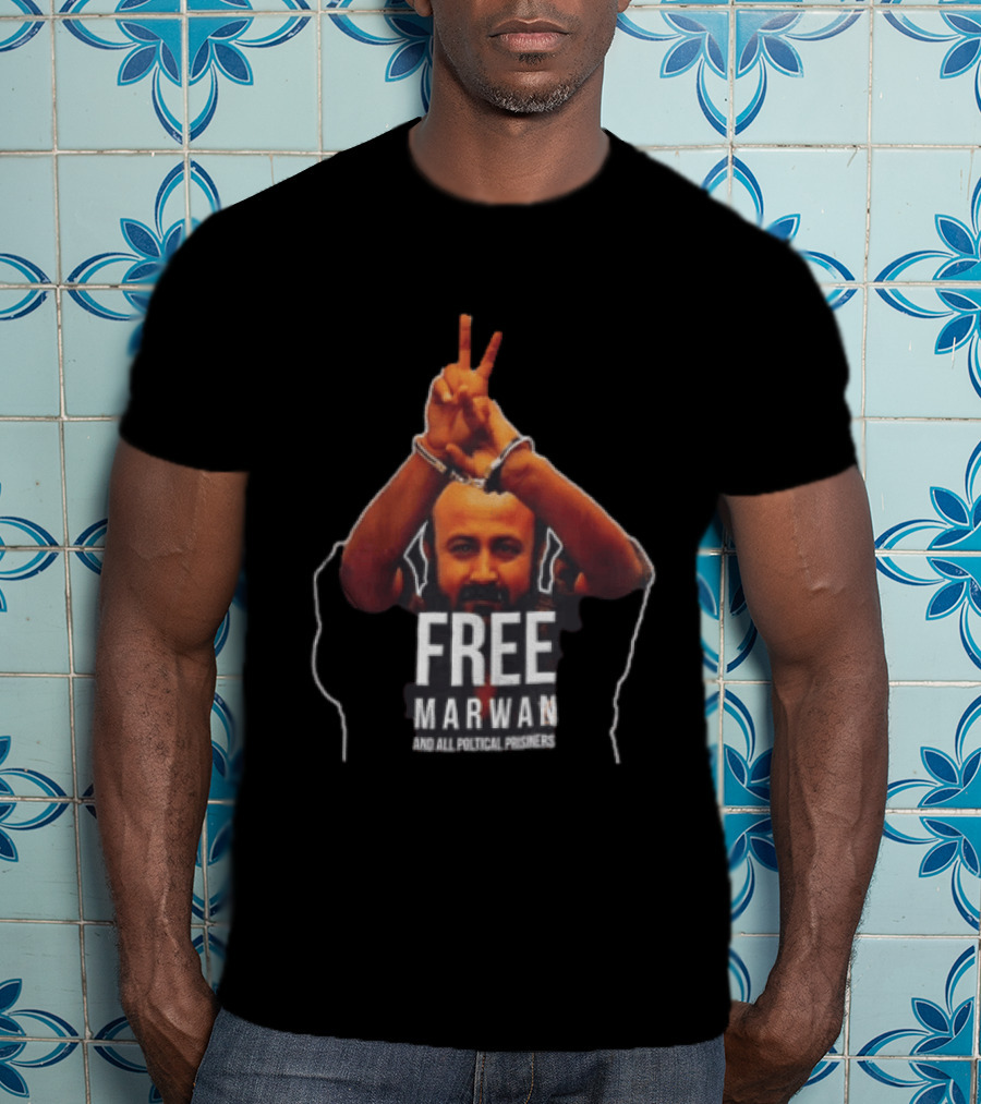 Free Marwan Barghouti And All Political Prisoners Handcuffed Peace Sign T-Shirt