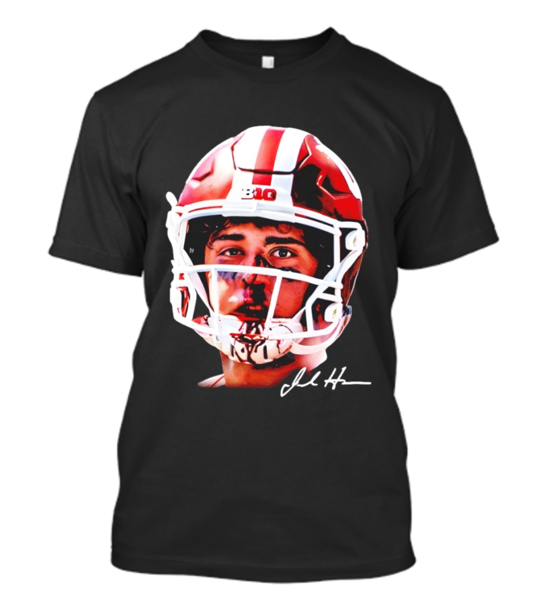 Josh Hoover Indiana Tuff Bloody Face Big Ten Football Helmet Signature T-Shirt