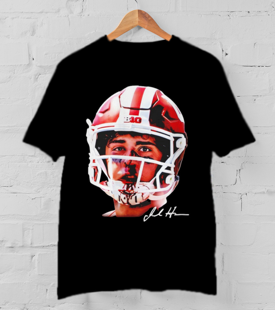 Josh Hoover Indiana Tuff Bloody Face Big Ten Football Helmet Signature T-Shirt