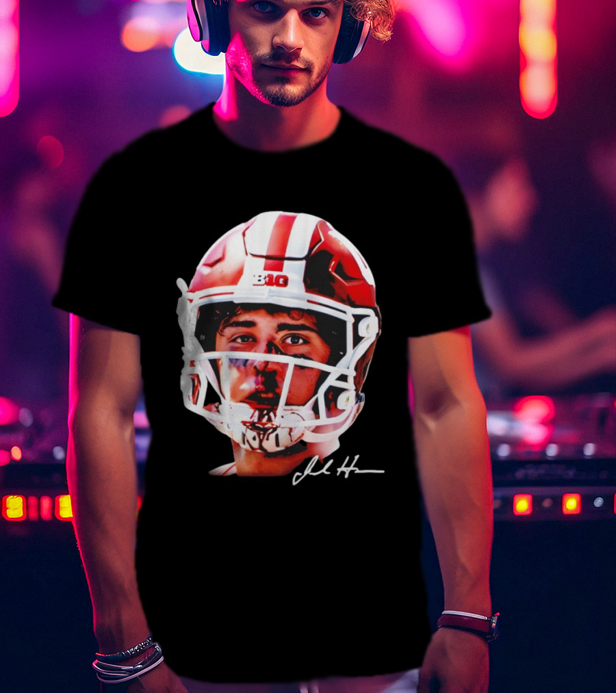 Josh Hoover Indiana Tuff Bloody Face Big Ten Football Helmet Signature T-Shirt