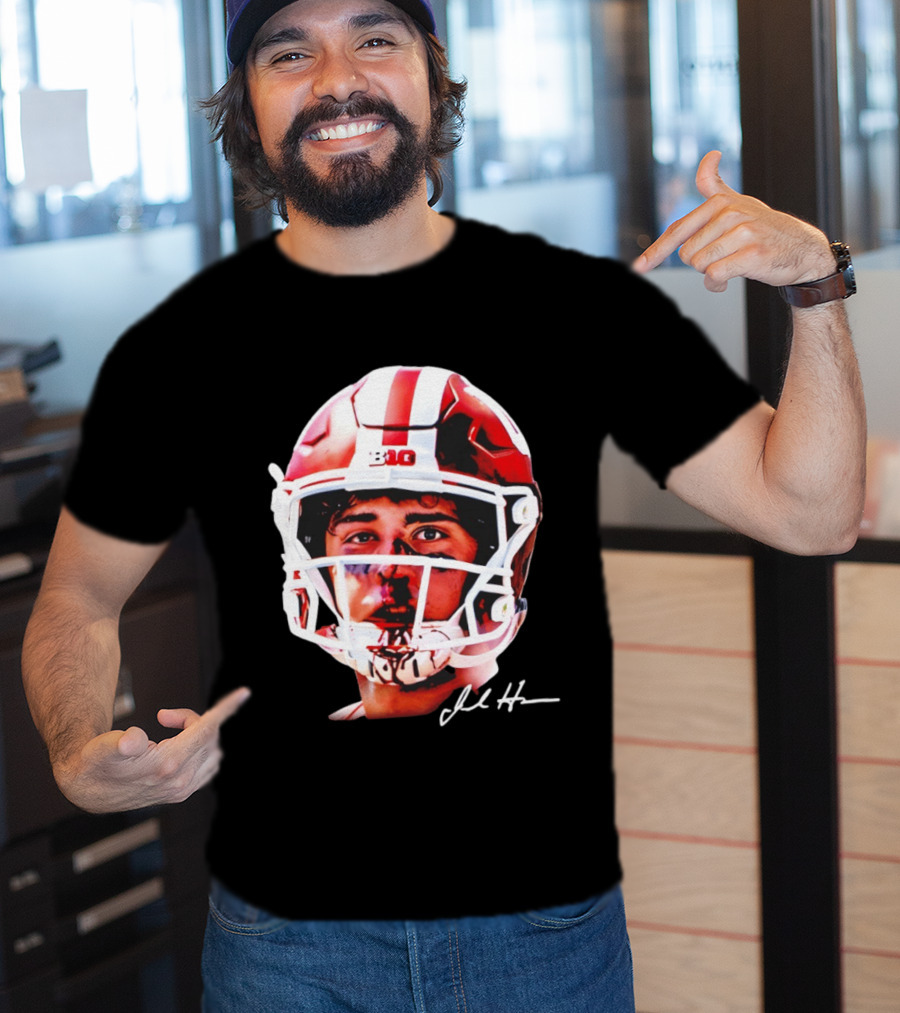 Josh Hoover Indiana Tuff Bloody Face Big Ten Football Helmet Signature T-Shirt
