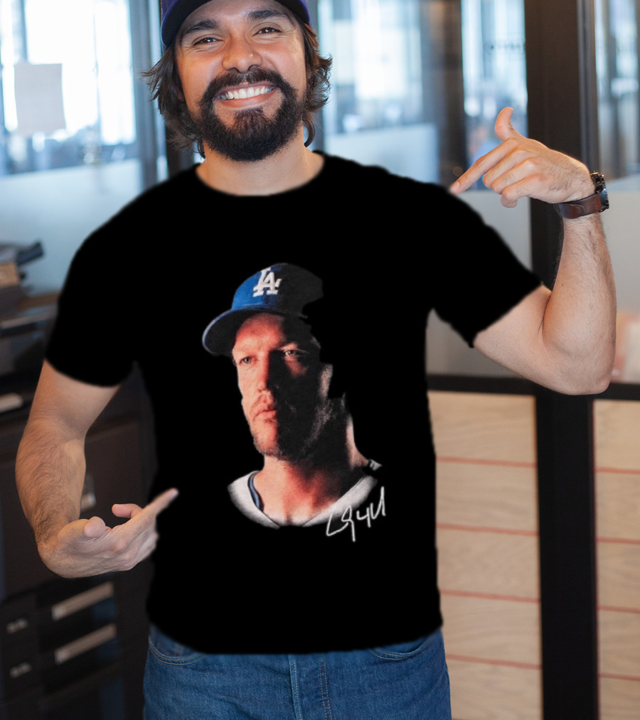 Kike Hernandez Wears Clayton Kershaw Face LA Dodgers Signature T-Shirt