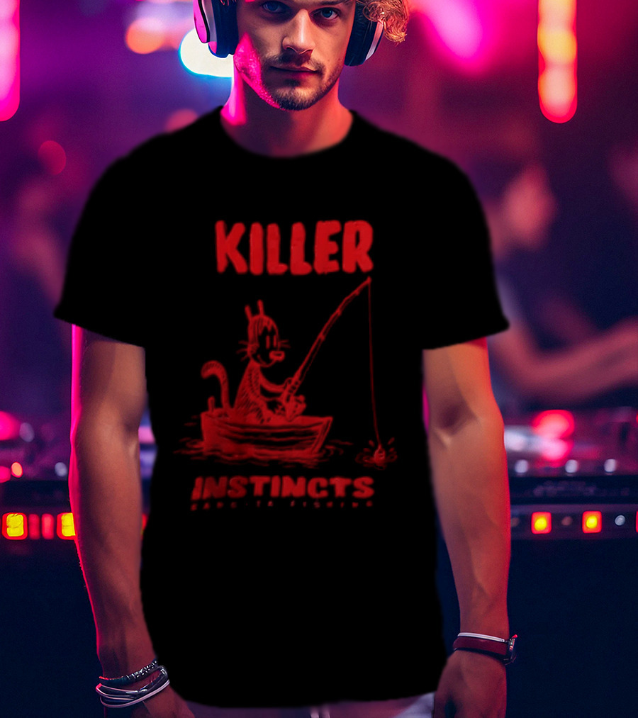 Killer Instincts Fishing Cat In A Boat T-Shirt