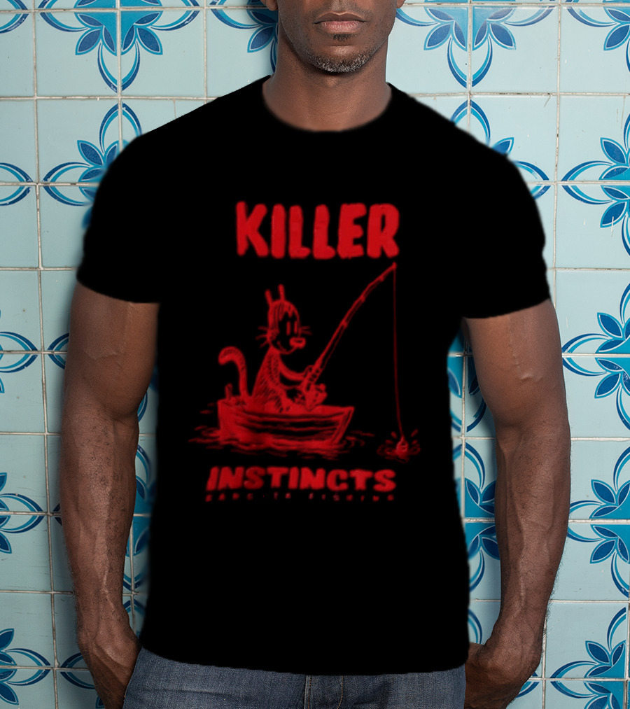 Killer Instincts Fishing Cat In A Boat T-Shirt