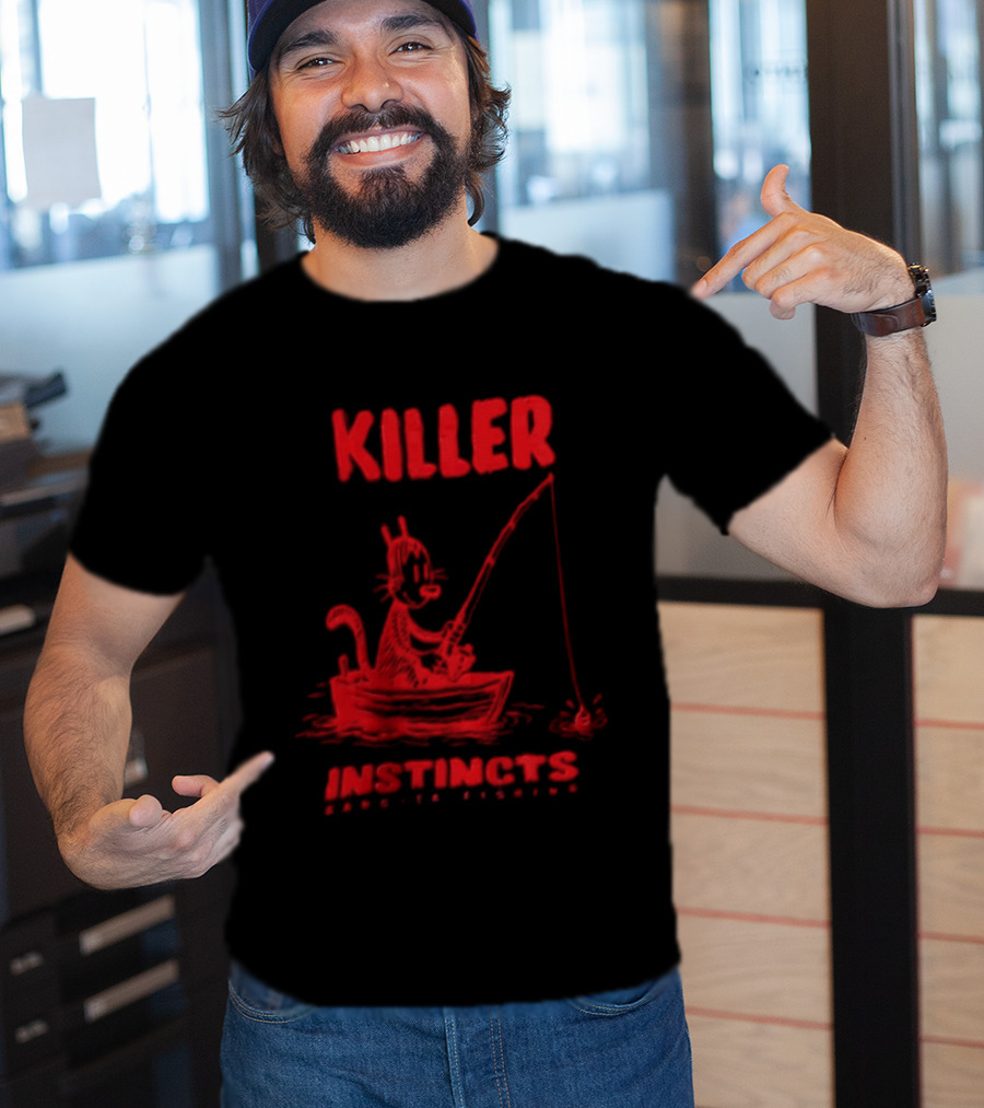 Killer Instincts Fishing Cat In A Boat T-Shirt