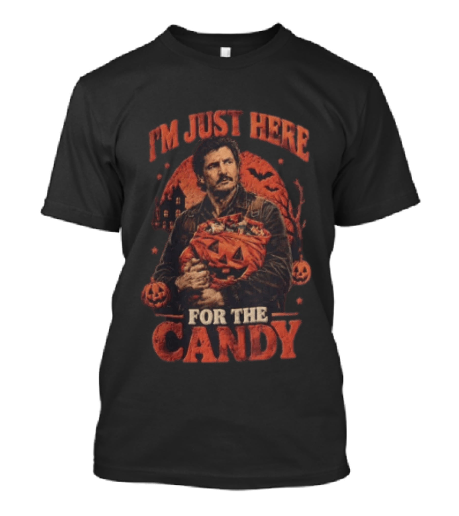 I'm Just Here For The Candy Pedro Pascal Halloween Pumpkin T-Shirt