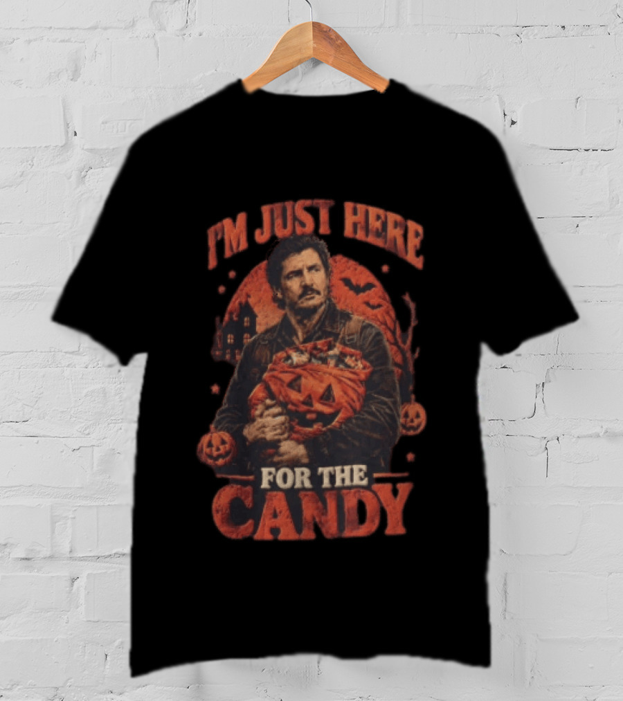 I'm Just Here For The Candy Pedro Pascal Halloween Pumpkin T-Shirt