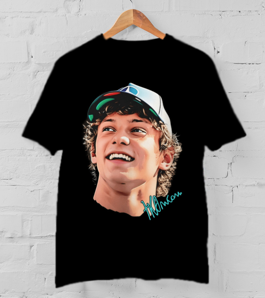 Kimi Antonelli F1 Team Smiley Big Head Signature Cap Racing T-Shirt