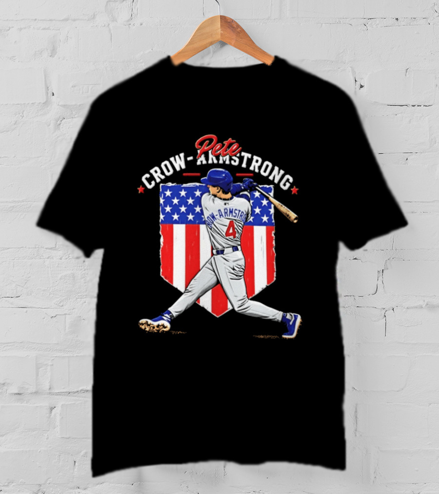 Pete Crow Armstrong Chicago Cubs Baseball 4 American Flag 2026 T-Shirt