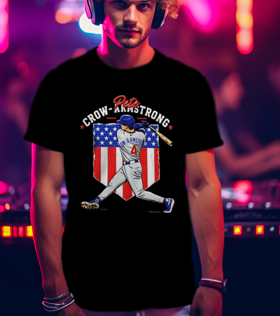 Pete Crow Armstrong Chicago Cubs Baseball 4 American Flag 2026 T-Shirt