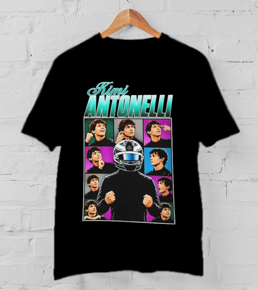 Kimi Antonelli F1 Team Pop Art Helmet Racer T-Shirt