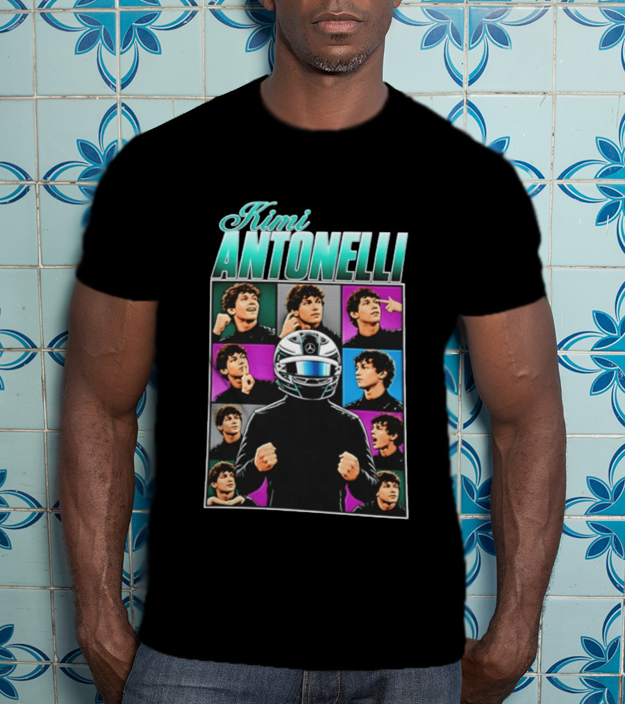 Kimi Antonelli F1 Team Pop Art Helmet Racer T-Shirt