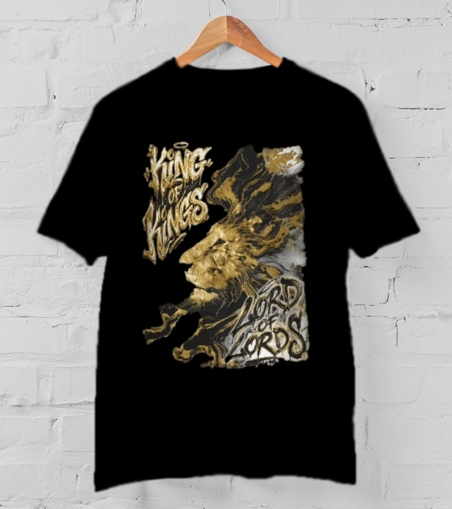King Of Kings Lord Of Lords Golden Lion Swirling Mane T-Shirt