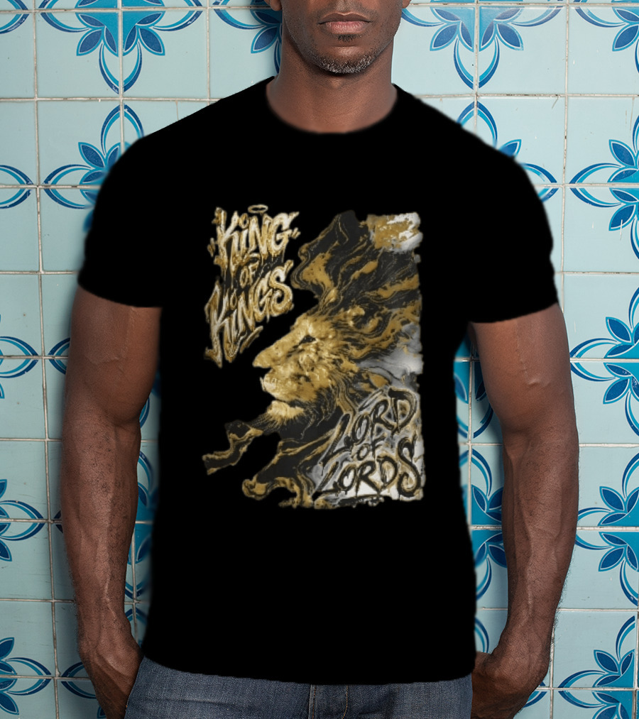 King Of Kings Lord Of Lords Golden Lion Swirling Mane T-Shirt